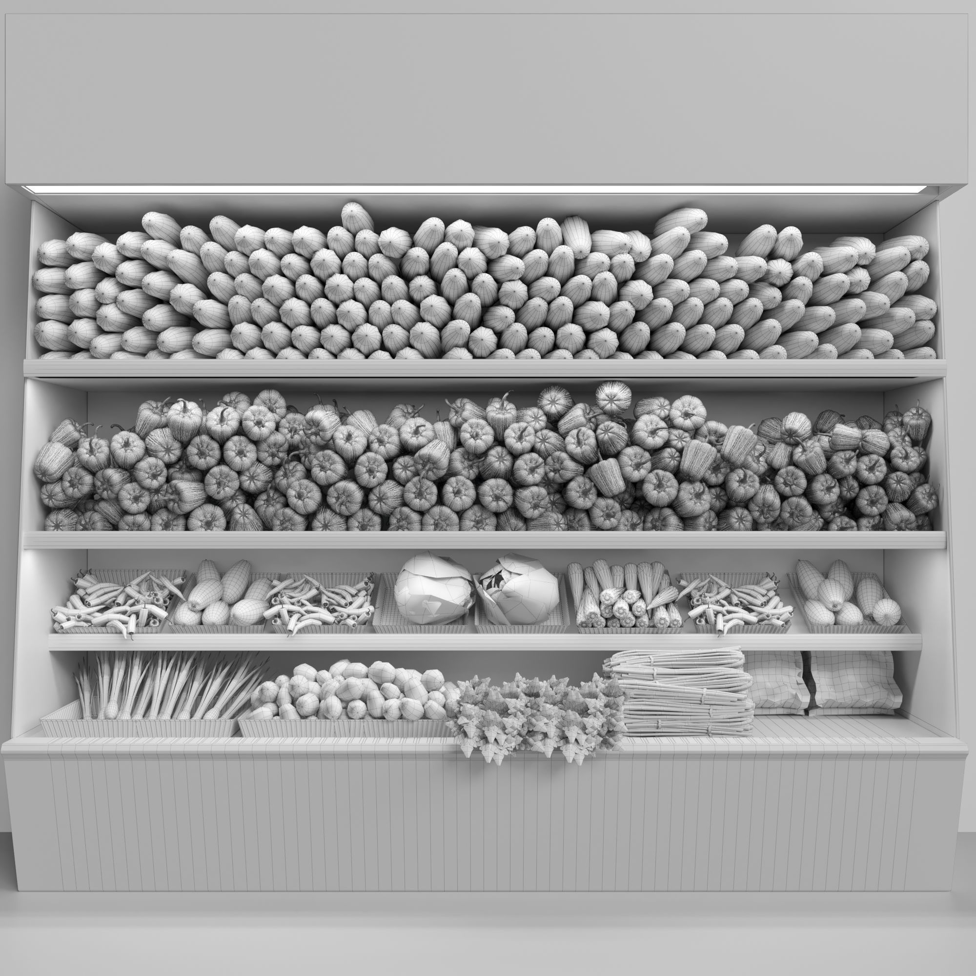 Showcase with vegetables 3D model_1