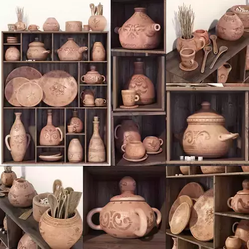 Dishes clay pattern n1 3D model