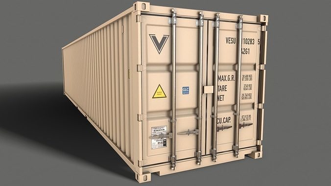 PBR 40 ft Shipping Cargo Container - White Low-poly 3D model