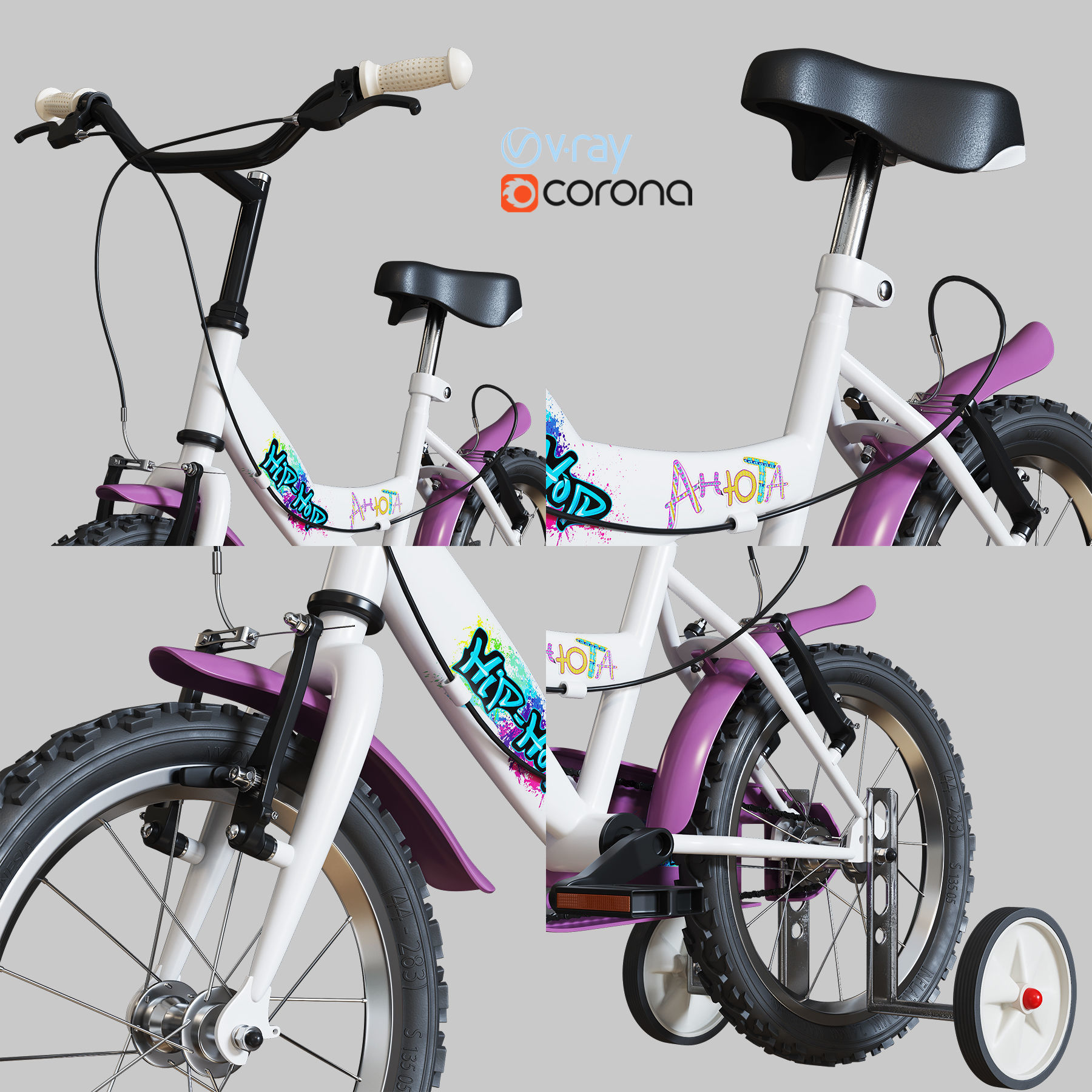Children bicycle 3D model_2