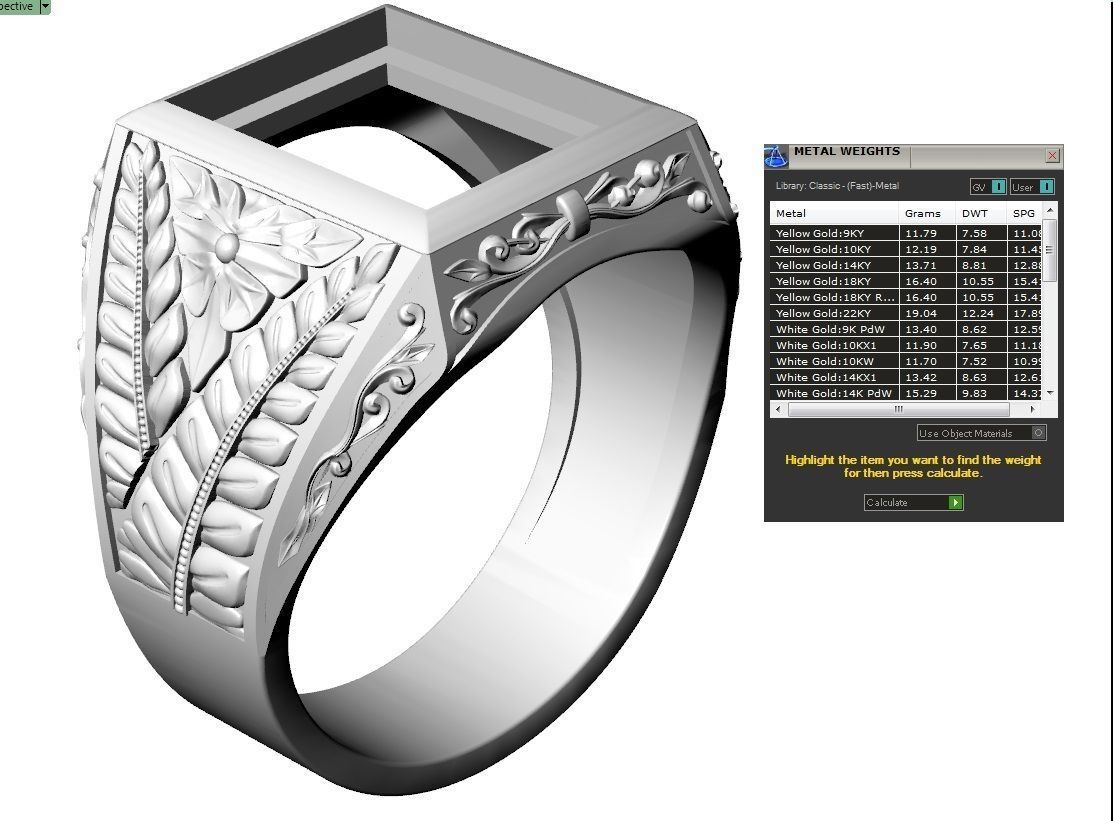 Mens ring with floral ornament two options 3D print model_10