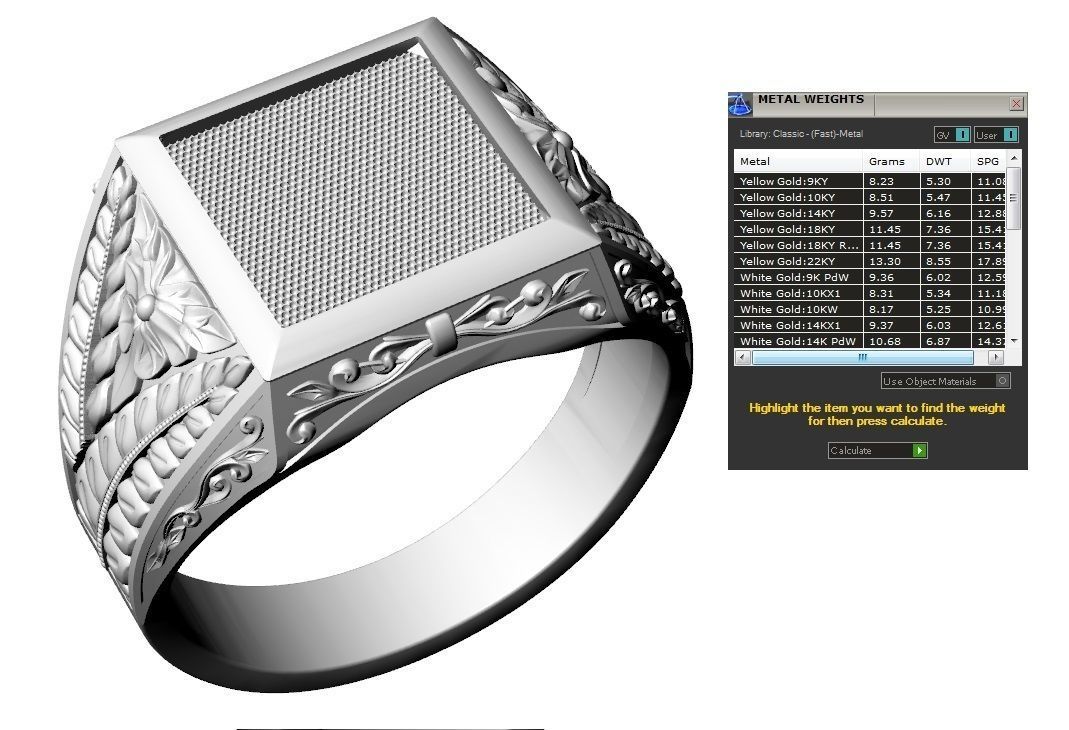 Mens ring with floral ornament two options 3D print model_5