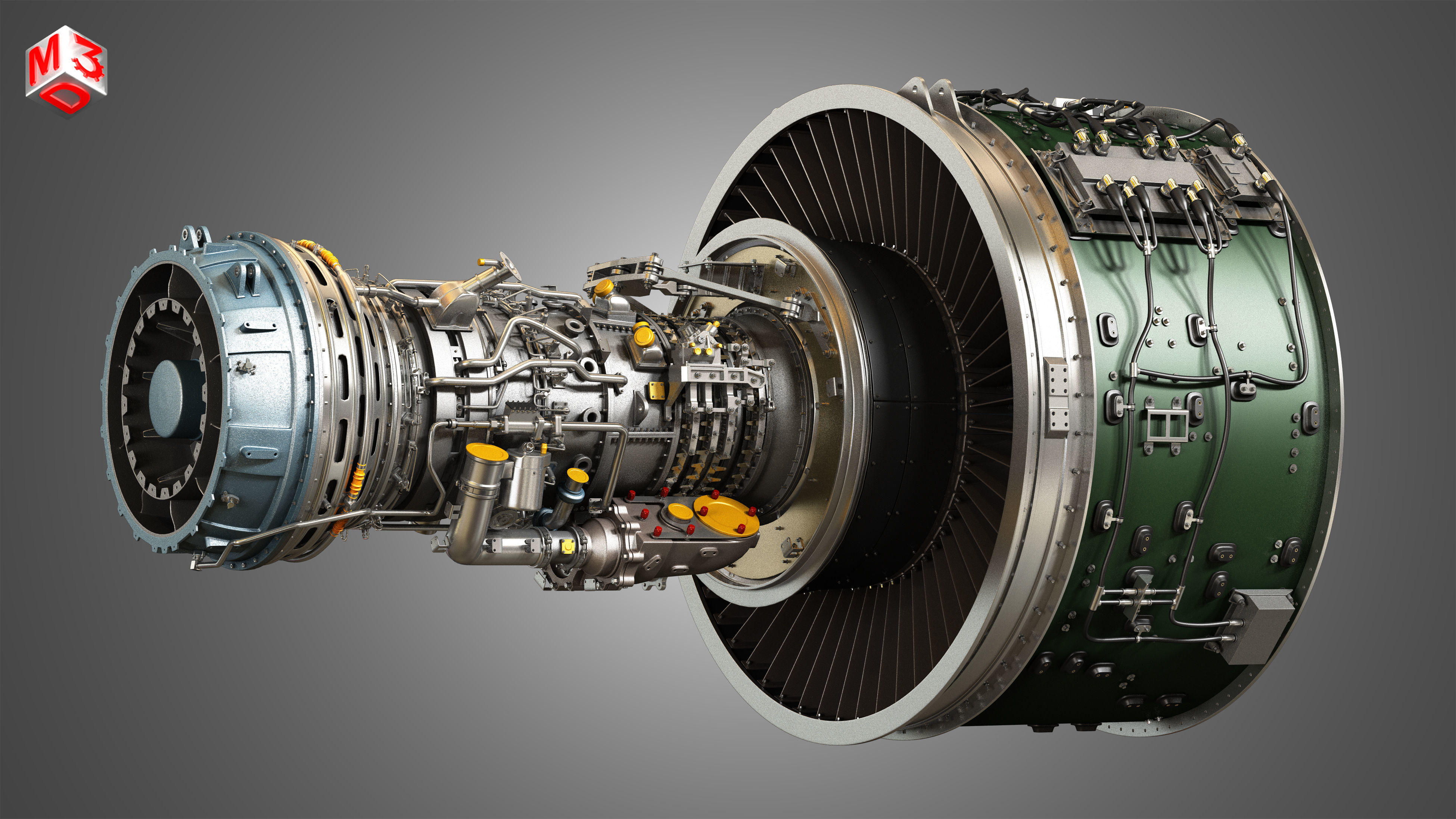 PW GTF Geared Turbofan Engine - with Interior Parts 3D model_22