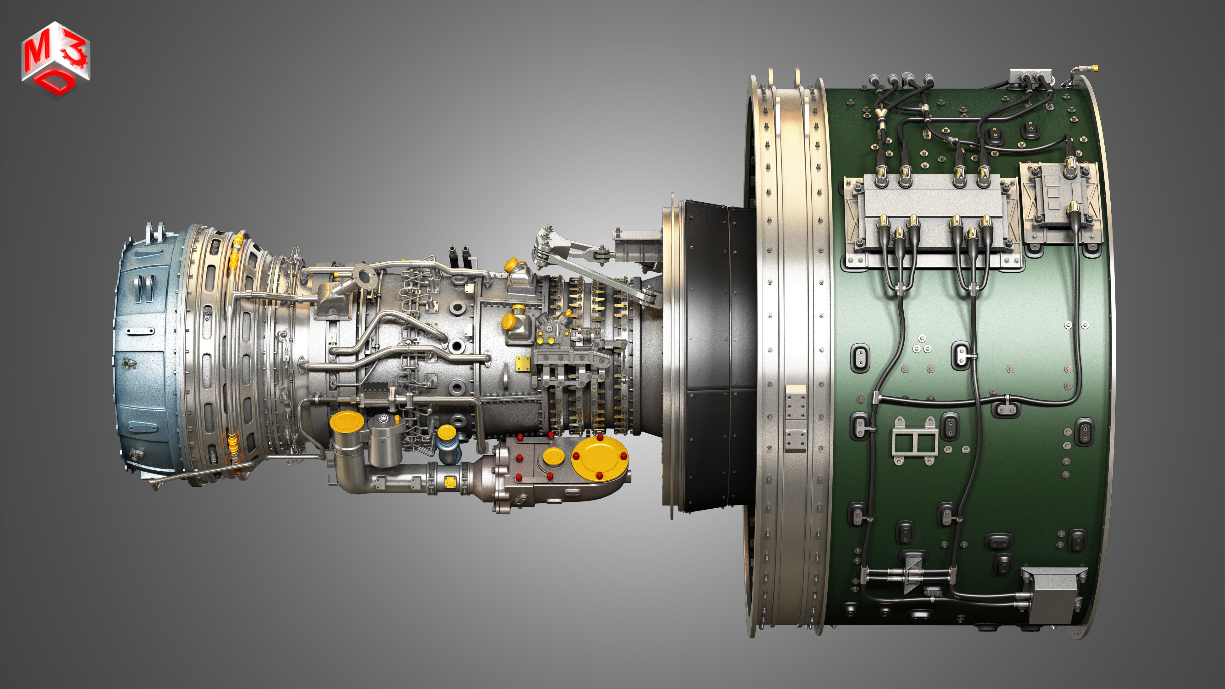 PW GTF Geared Turbofan Engine - with Interior Parts 3D model_20
