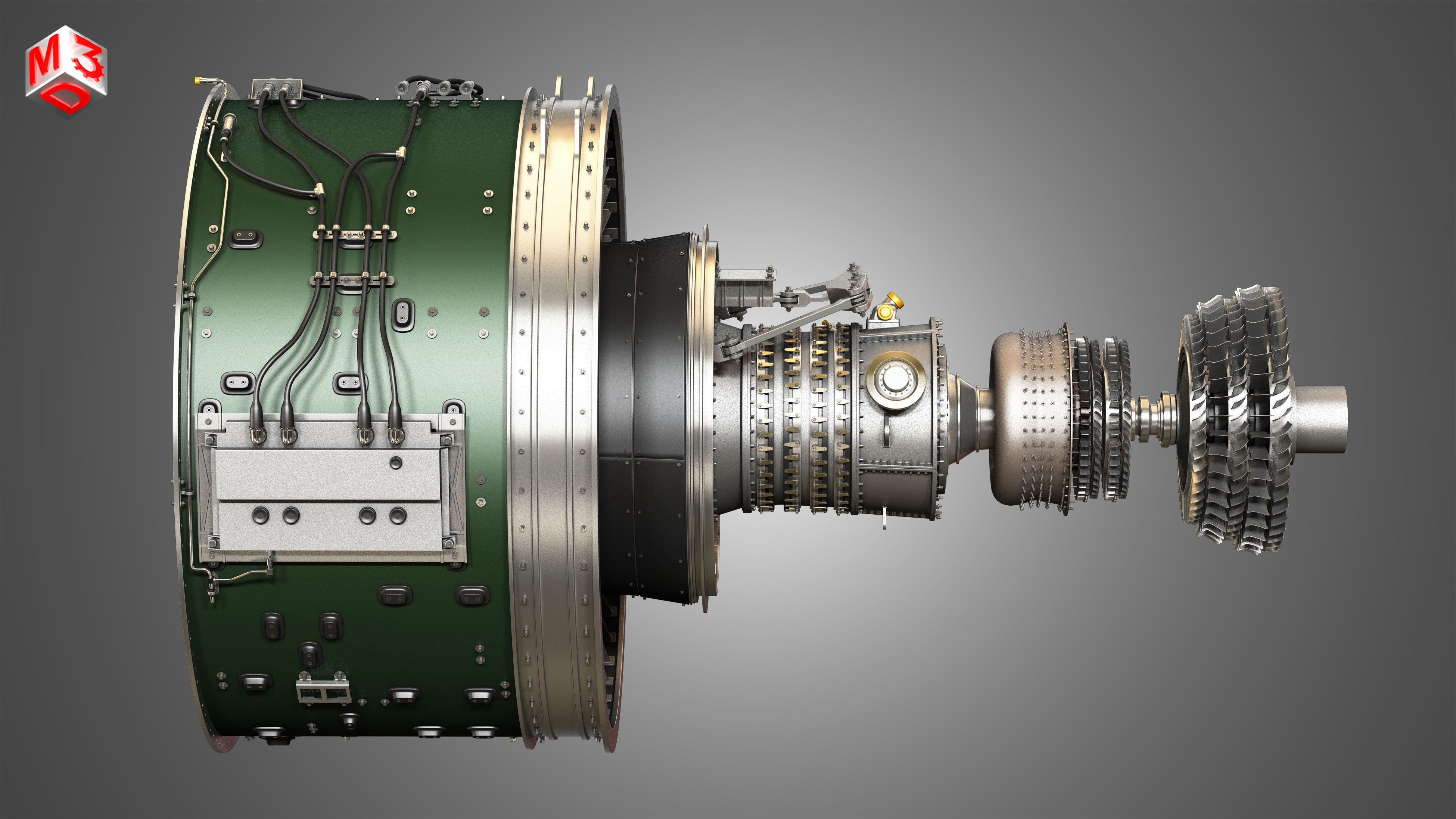 PW GTF Geared Turbofan Engine - with Interior Parts 3D model_13