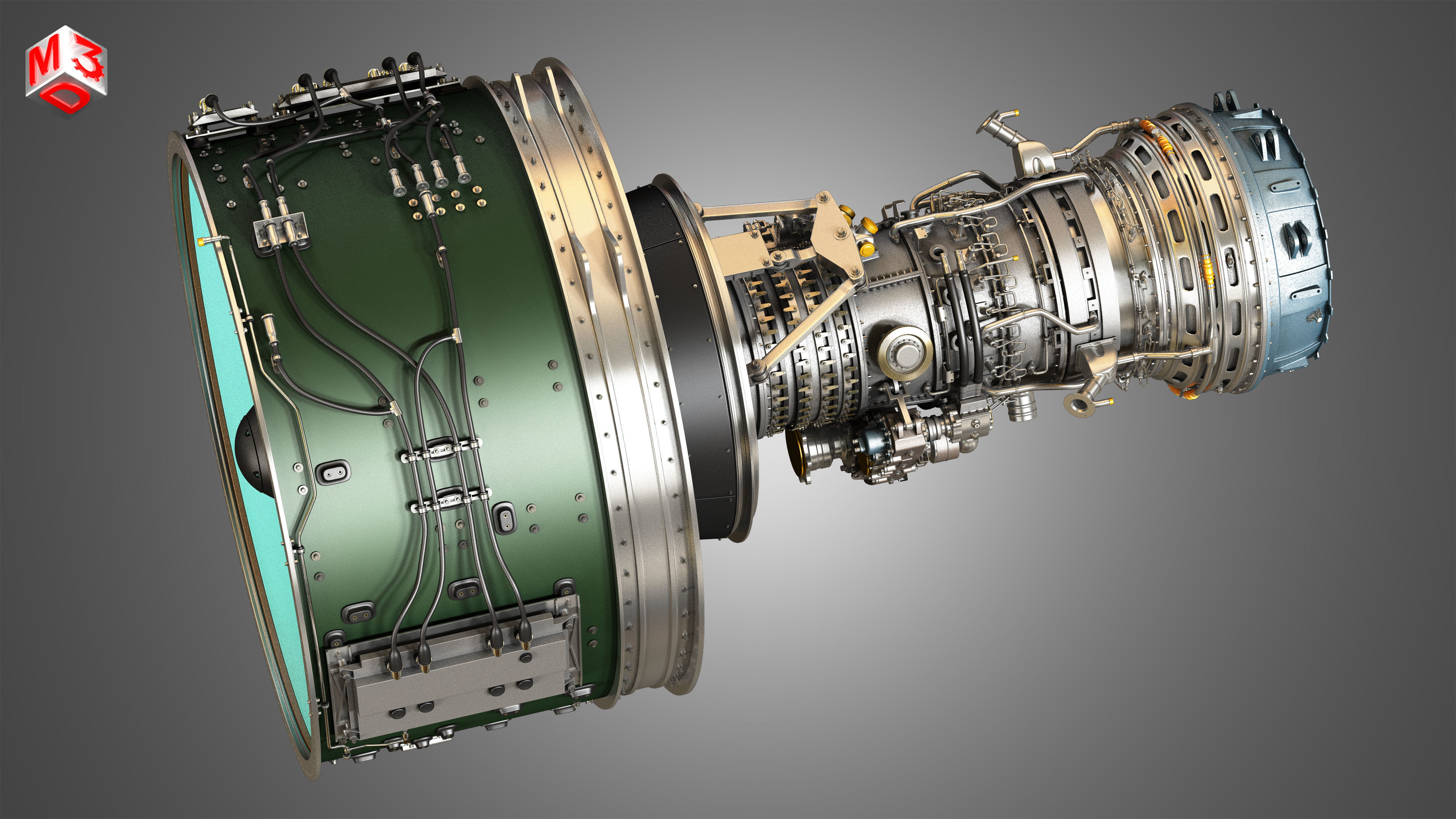 PW GTF Geared Turbofan Engine - with Interior Parts 3D model_25