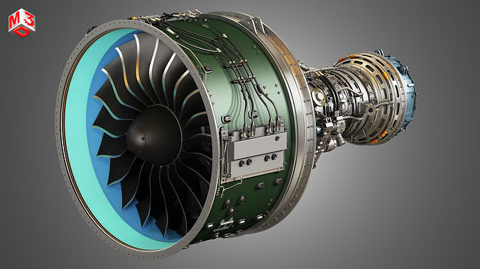 PW GTF Geared Turbofan Engine - with Interior Parts 3D model