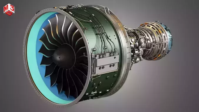 PW GTF Geared Turbofan Engine - with Interior Parts 3D model