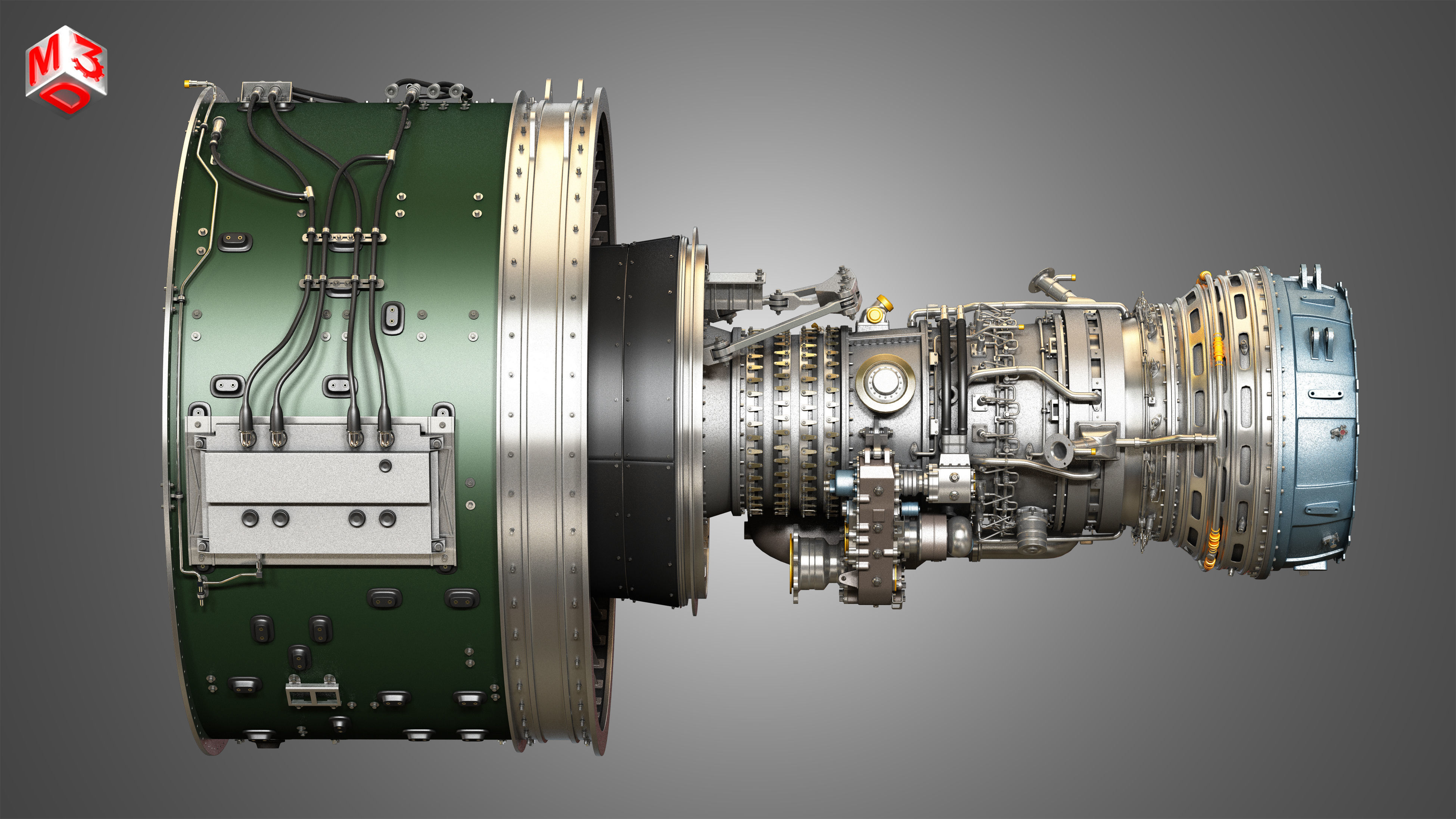 PW GTF Geared Turbofan Engine - with Interior Parts 3D model_5