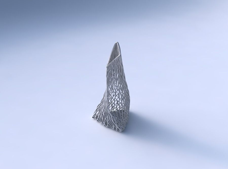 Vase twist grounded tipping triangle with lattice tiles 3D print model_3