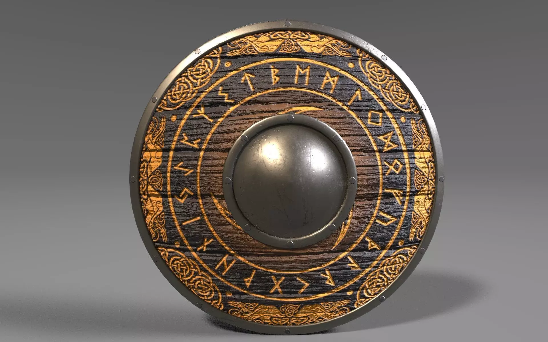 Viking Shield Low-poly 3D model_0