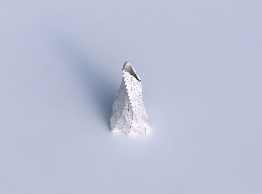 Vase twist grounded tipping triangle with mosaic plates 3D print model_1