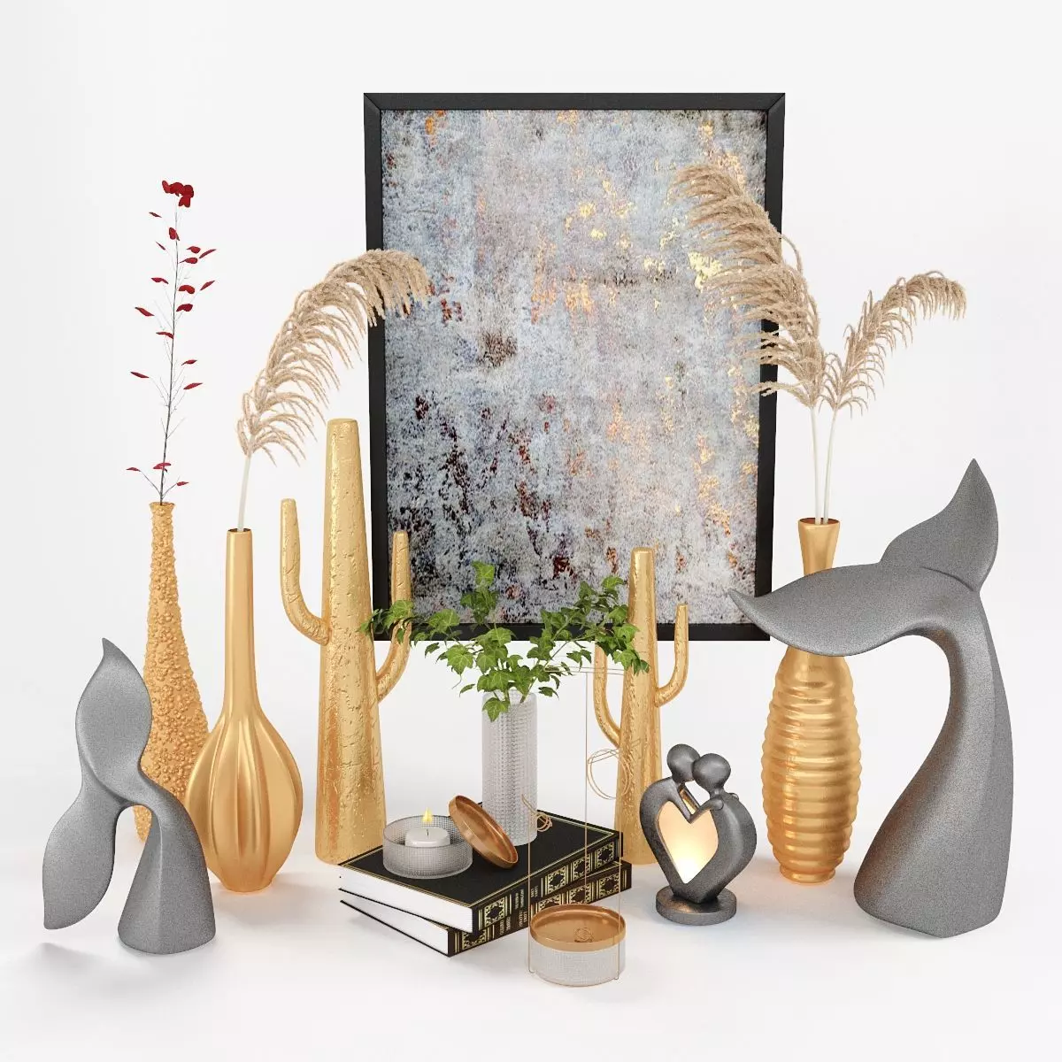 Decor Set No2 - by Metal Saguaro Cactus Sculpture 3D model