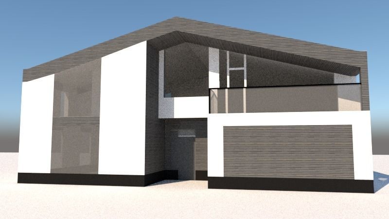 House modern on beach 3D model_2