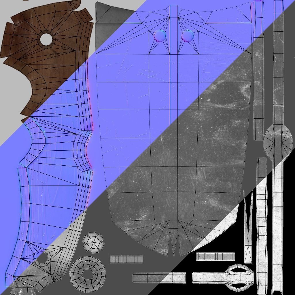 Old Knife - Game Ready Low-poly 3D model_9