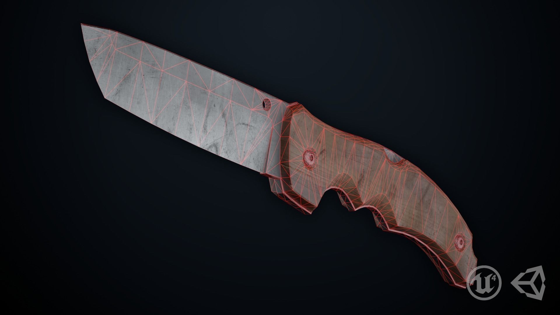 Old Knife - Game Ready Low-poly 3D model_4