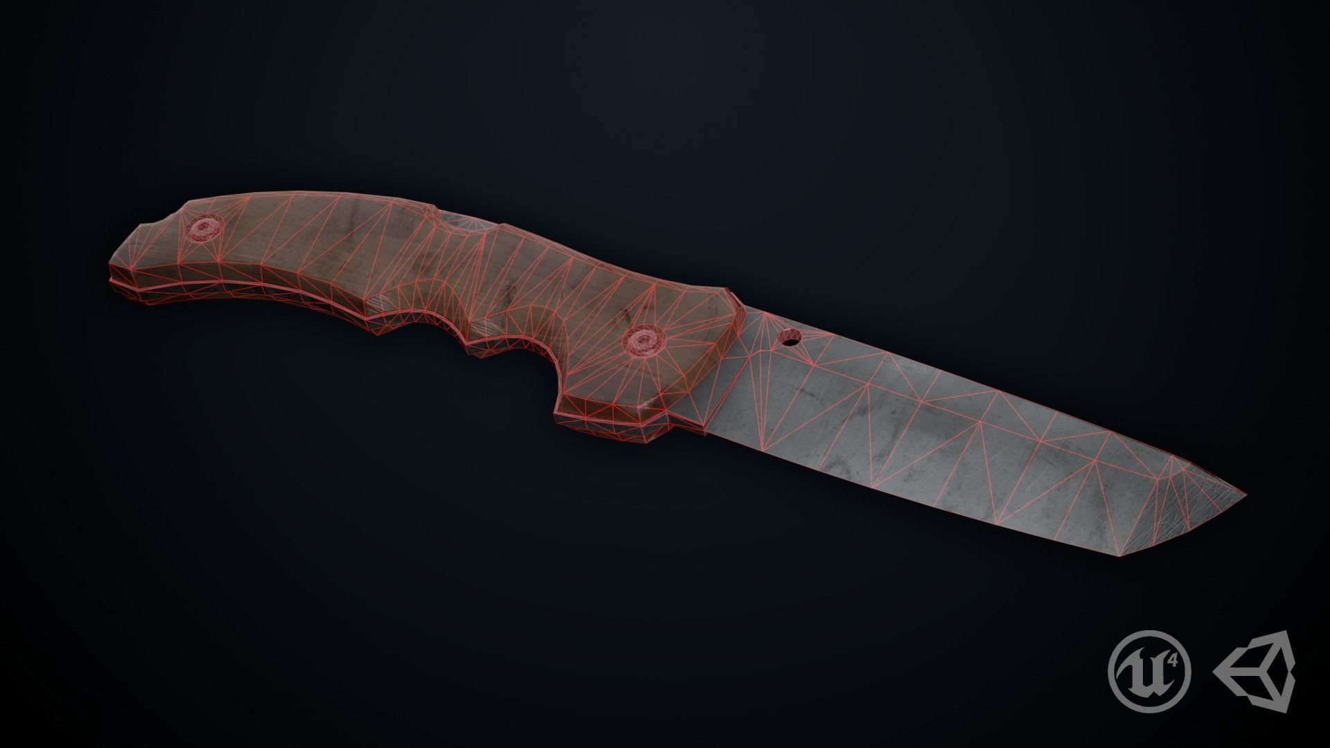 Old Knife - Game Ready Low-poly 3D model_8
