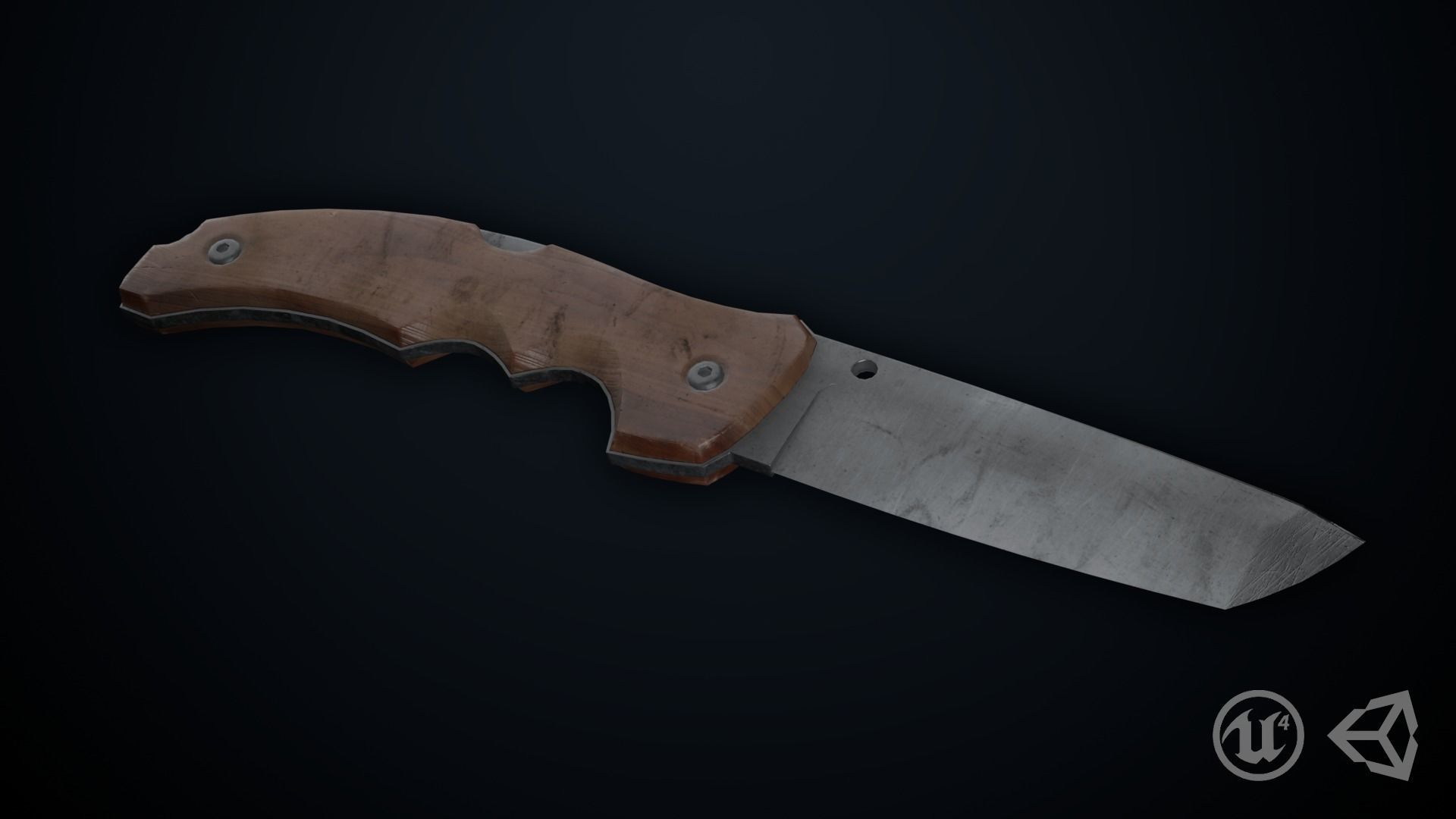 Old Knife - Game Ready Low-poly 3D model_7