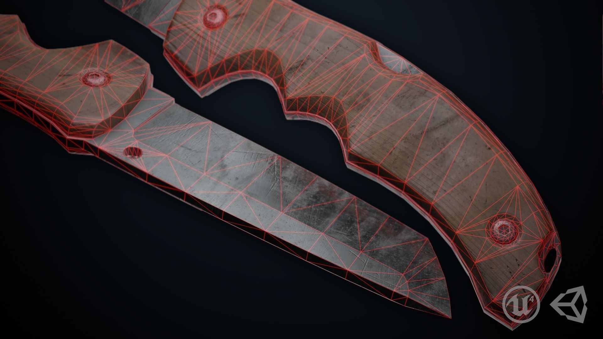 Old Knife - Game Ready Low-poly 3D model_6