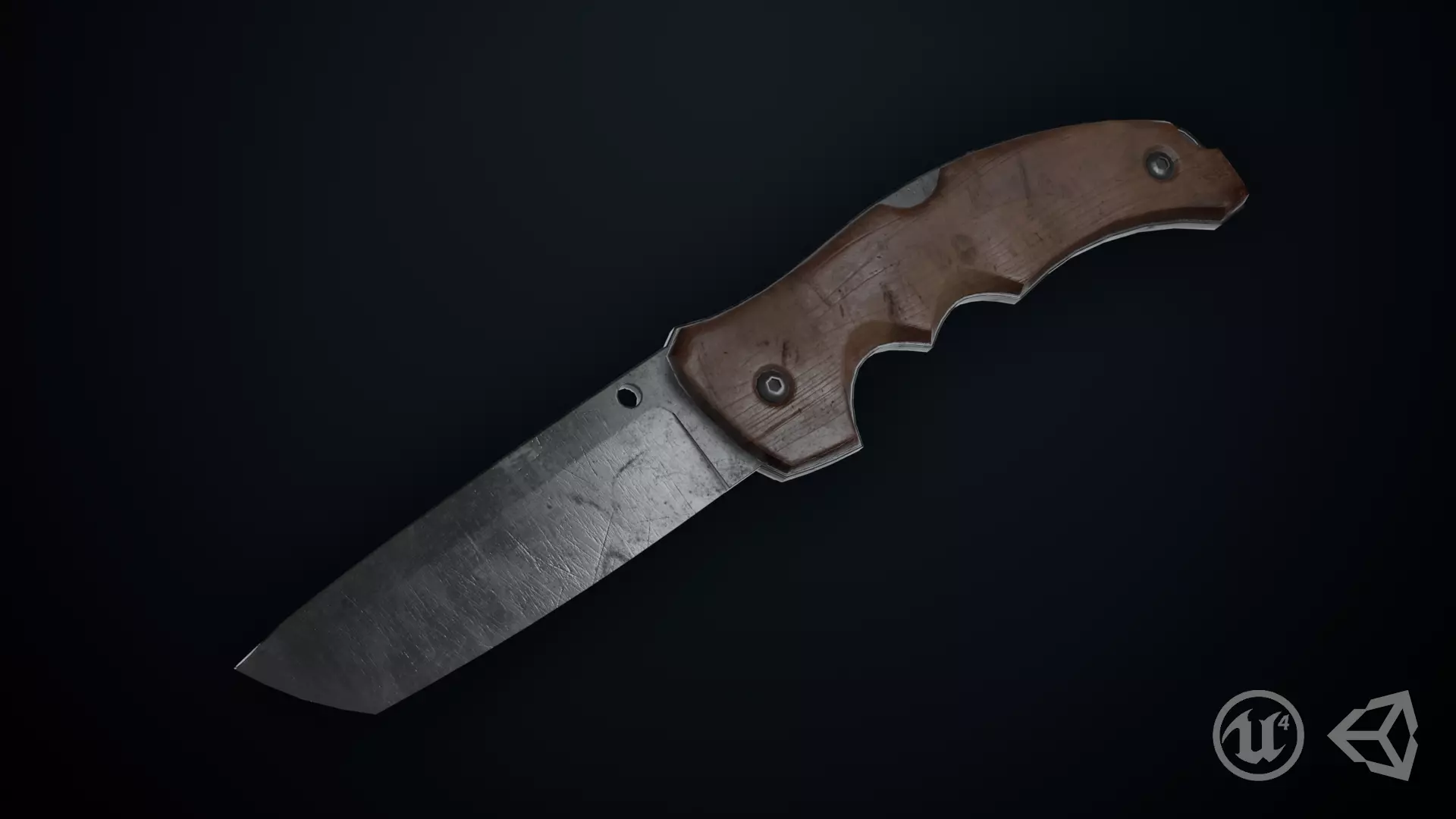 Old Knife - Game Ready Low-poly 3D model_0