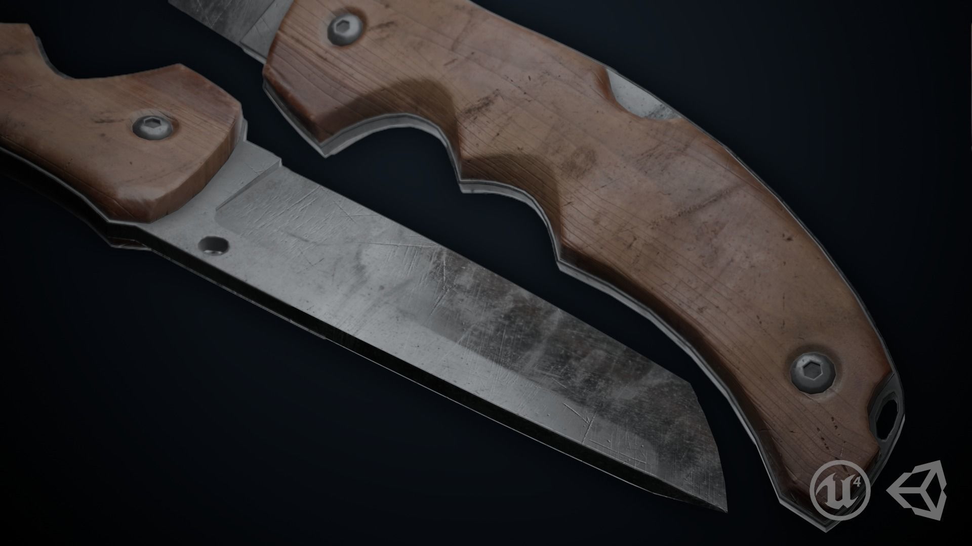 Old Knife - Game Ready Low-poly 3D model_5