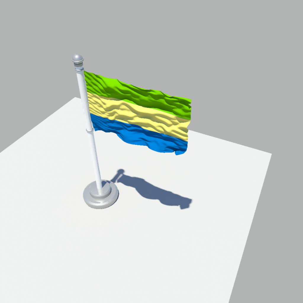 Gabon flag 3D model_1