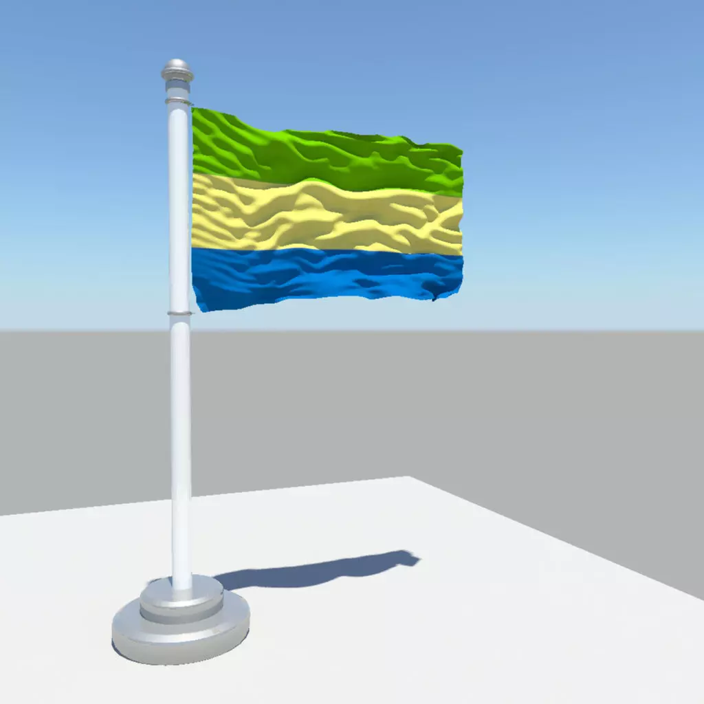 Gabon flag 3D model_0