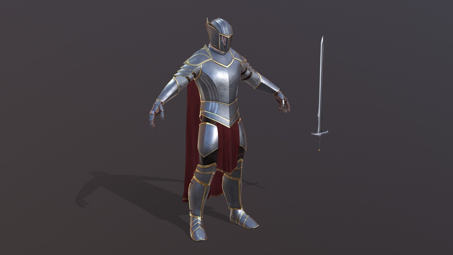 Fantasy Knight Low-poly 3D model_3
