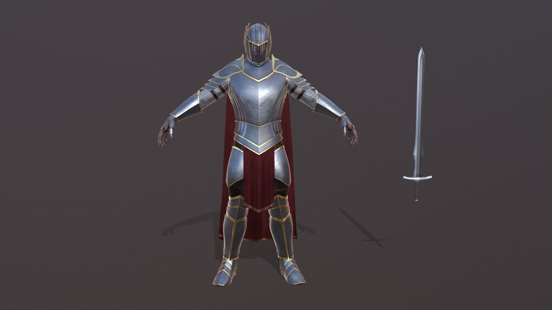Fantasy Knight Low-poly 3D model_4