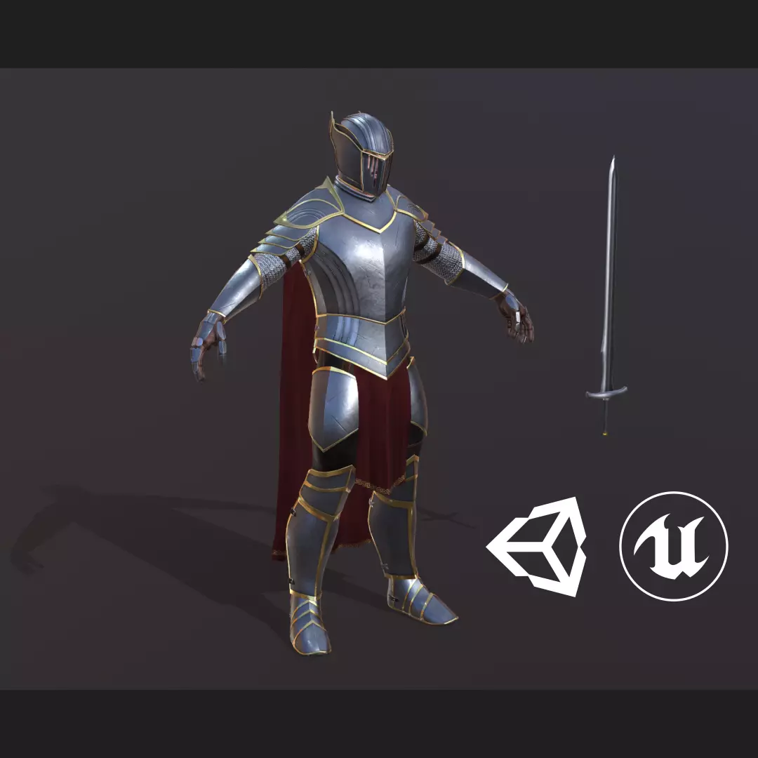 Fantasy Knight Low-poly 3D model_0
