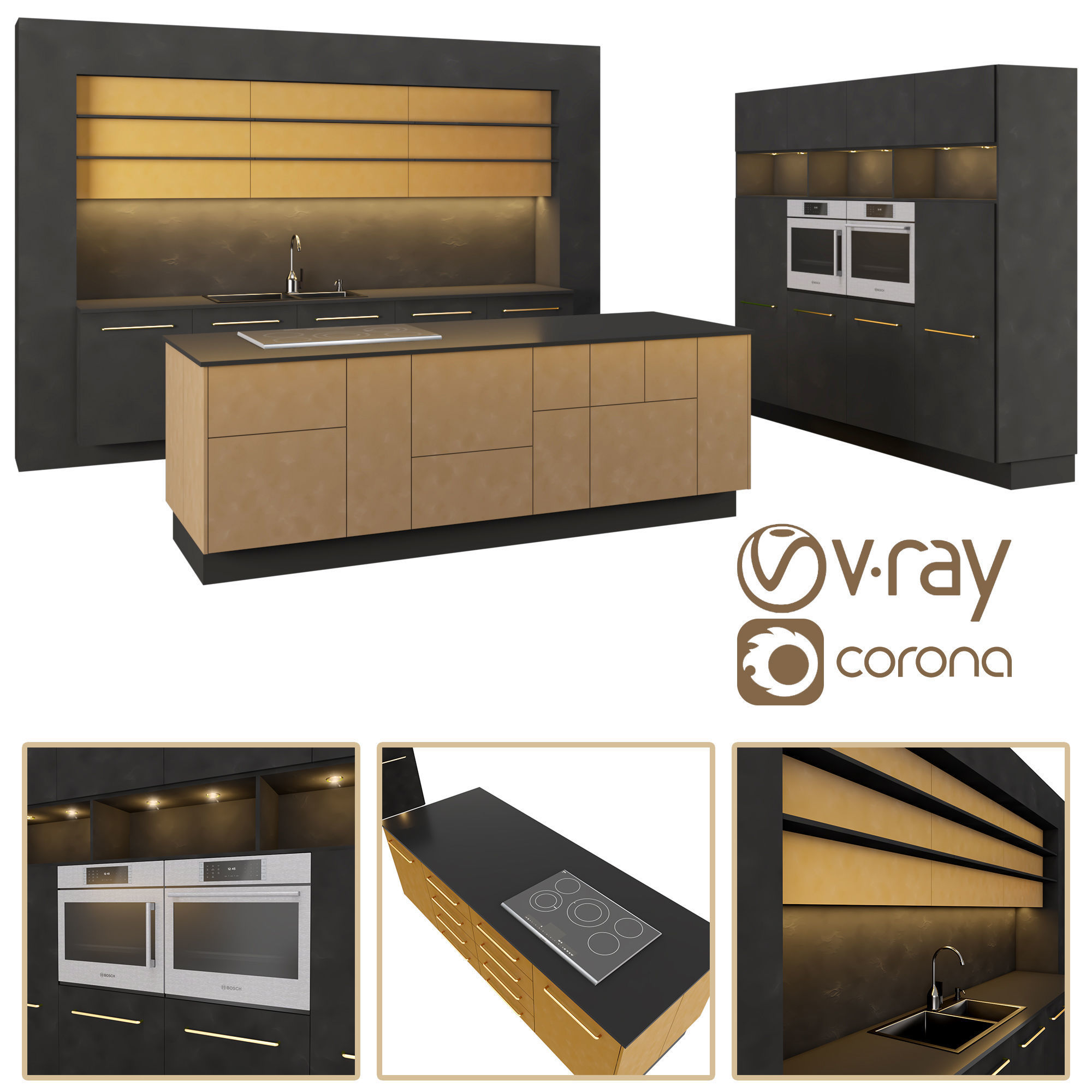 Kitchen 01 Low-poly 3D model_1