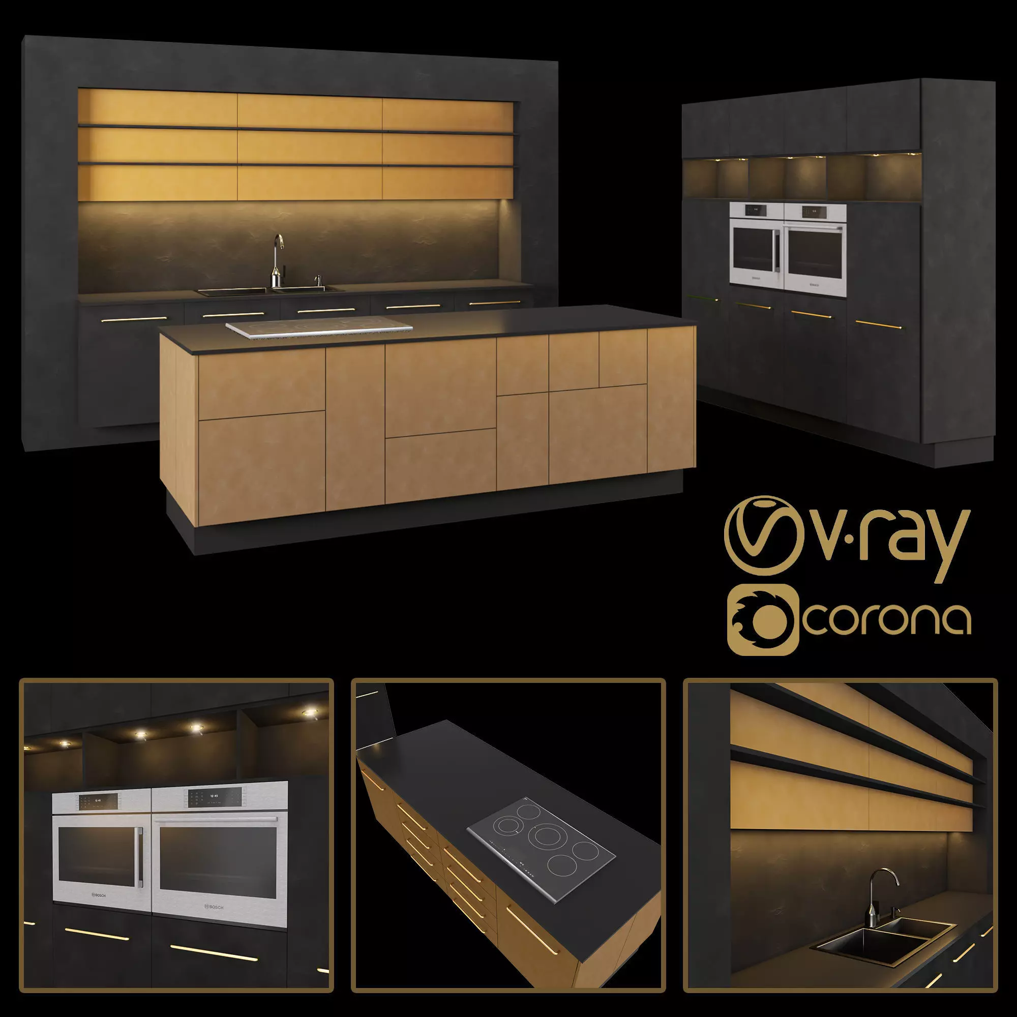 Kitchen 01 Low-poly 3D model_0