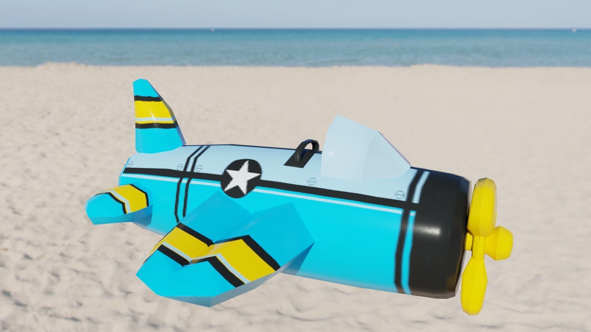 Plane Inflatable Toy Low-poly 3D model_3