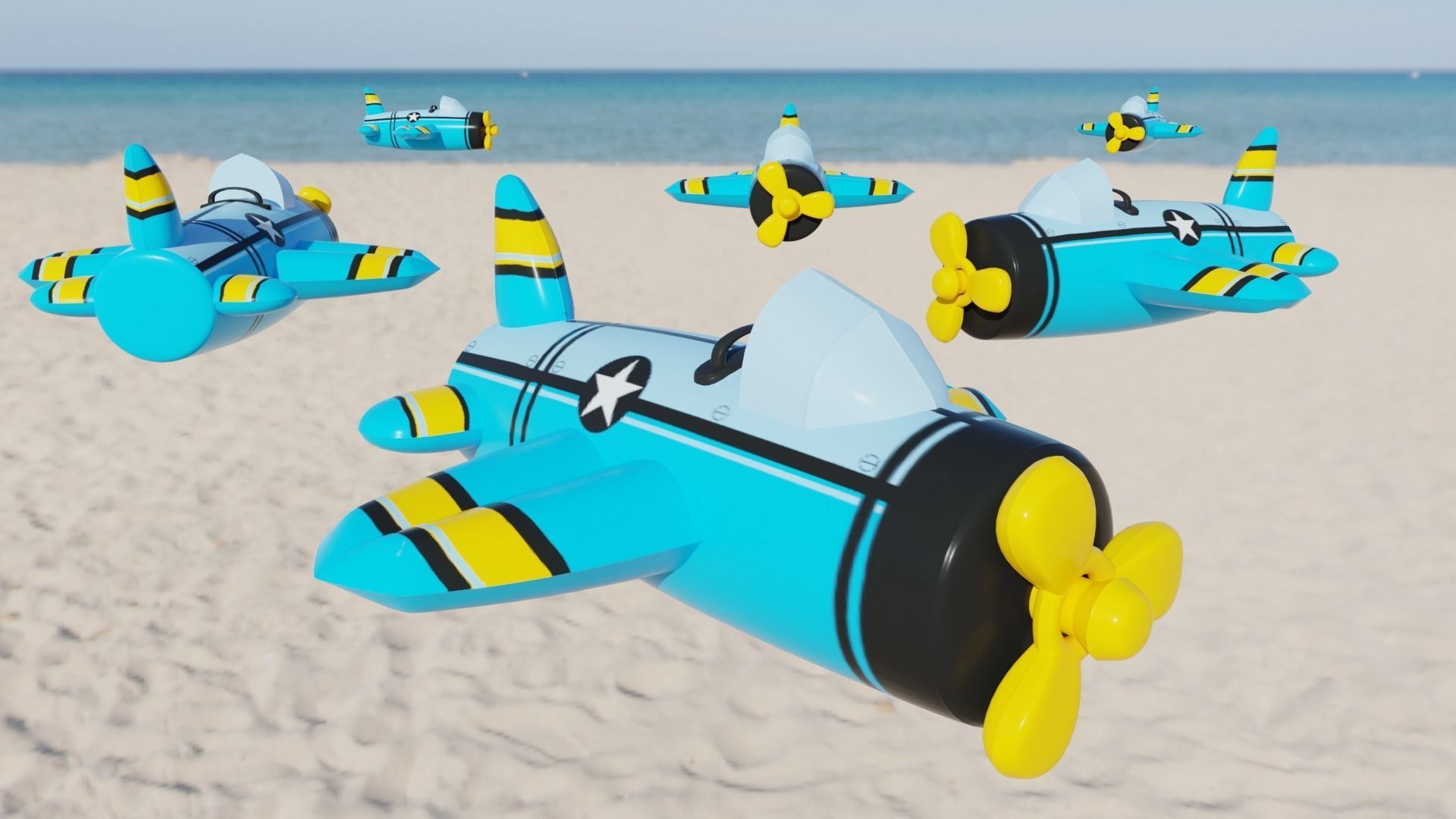Plane Inflatable Toy Low-poly 3D model_2