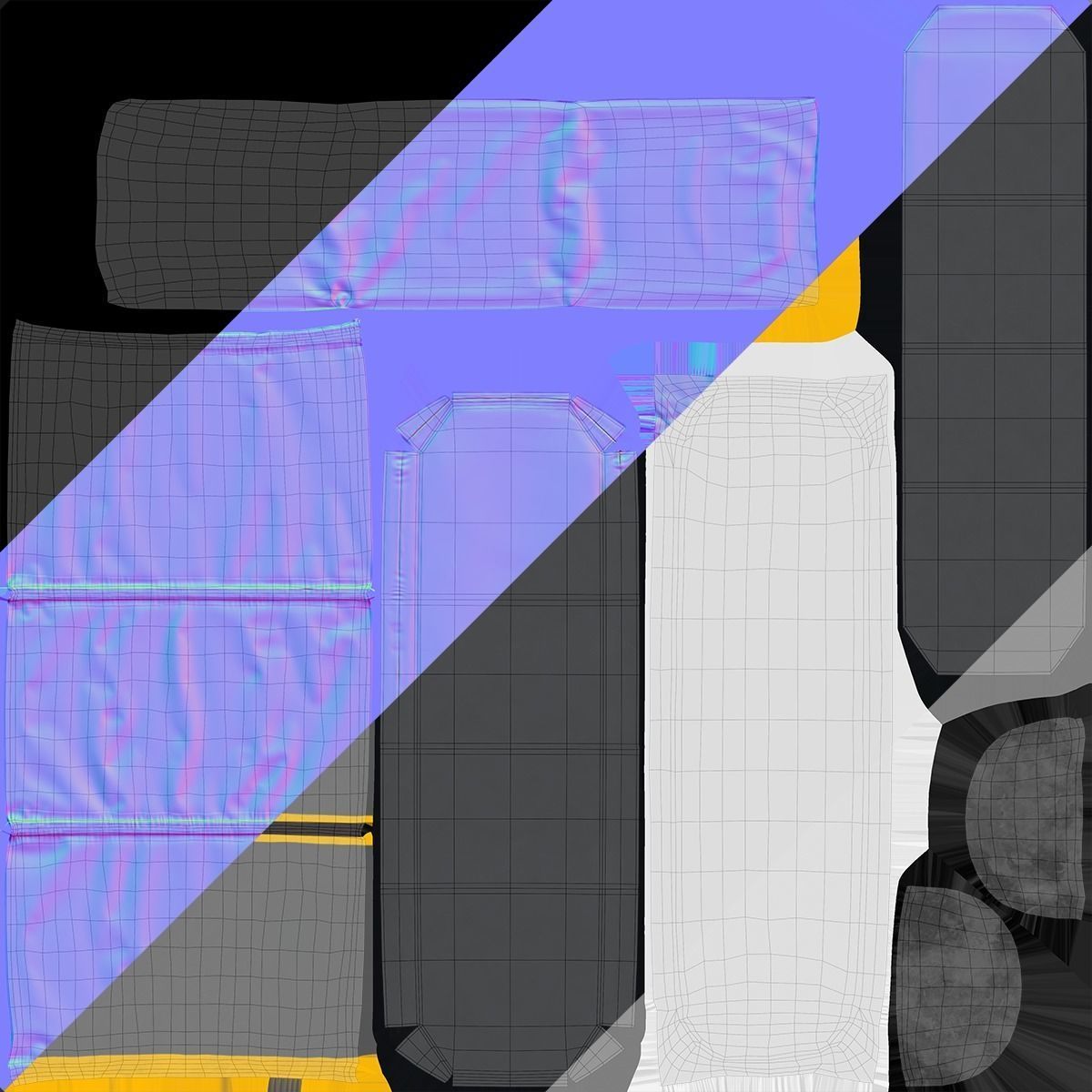 Corona Emergency Stretcher Low-poly 3D model_27