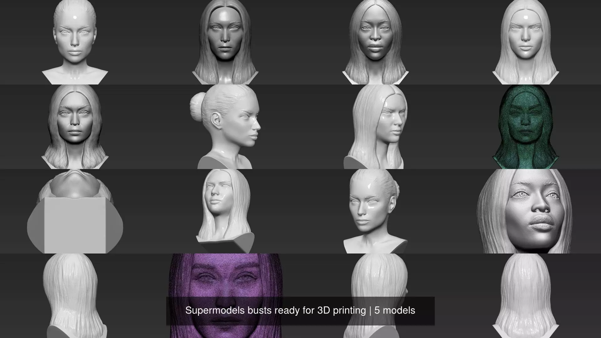 Supermodels busts ready for 3D printing 3D Model Collection_0