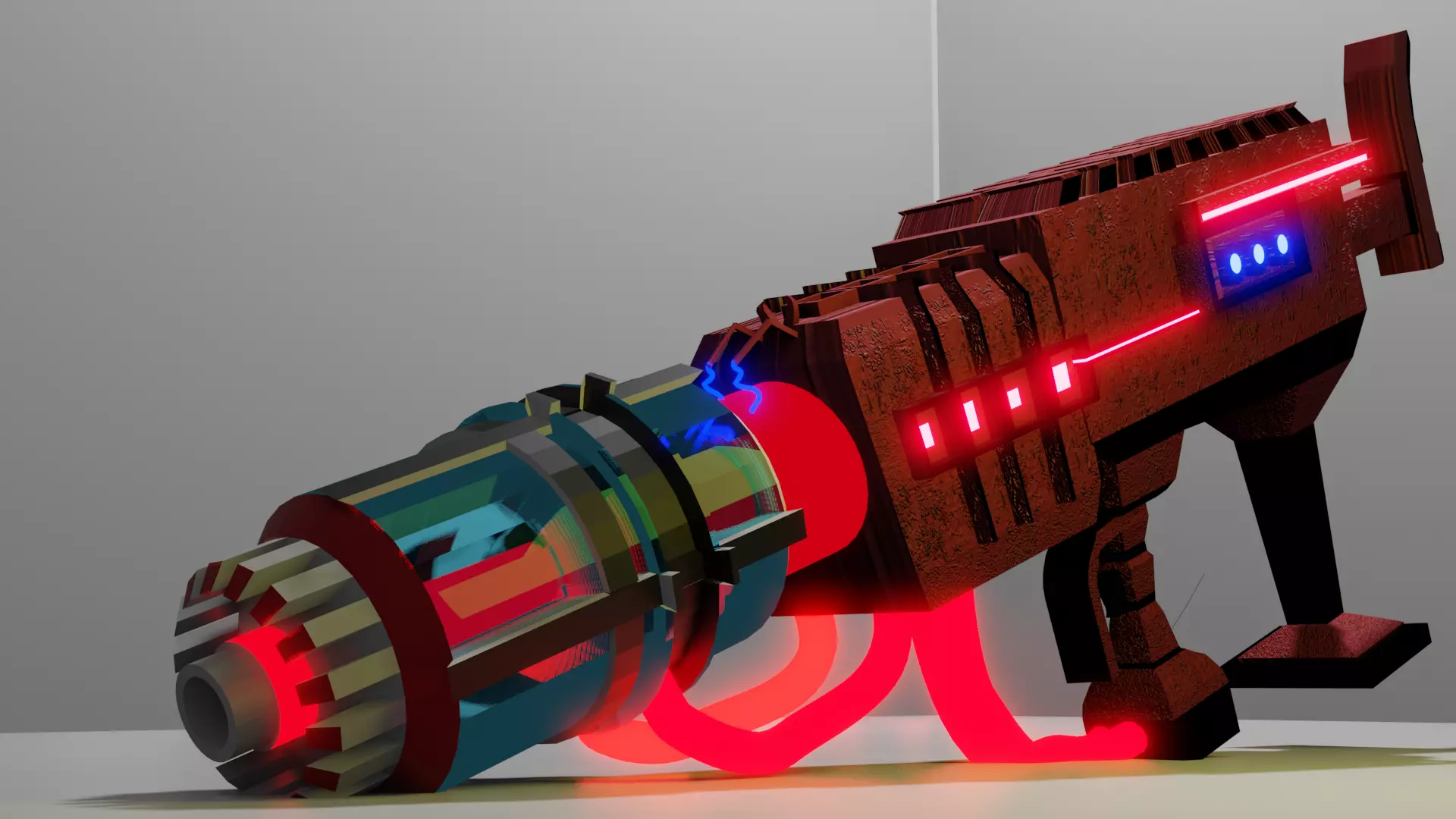 Sci fi Fire Boll Gun Animated Low-poly 3D model