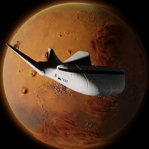 Spaceship Low Poly PBR 3D Model spacecraft Low-poly 3D model