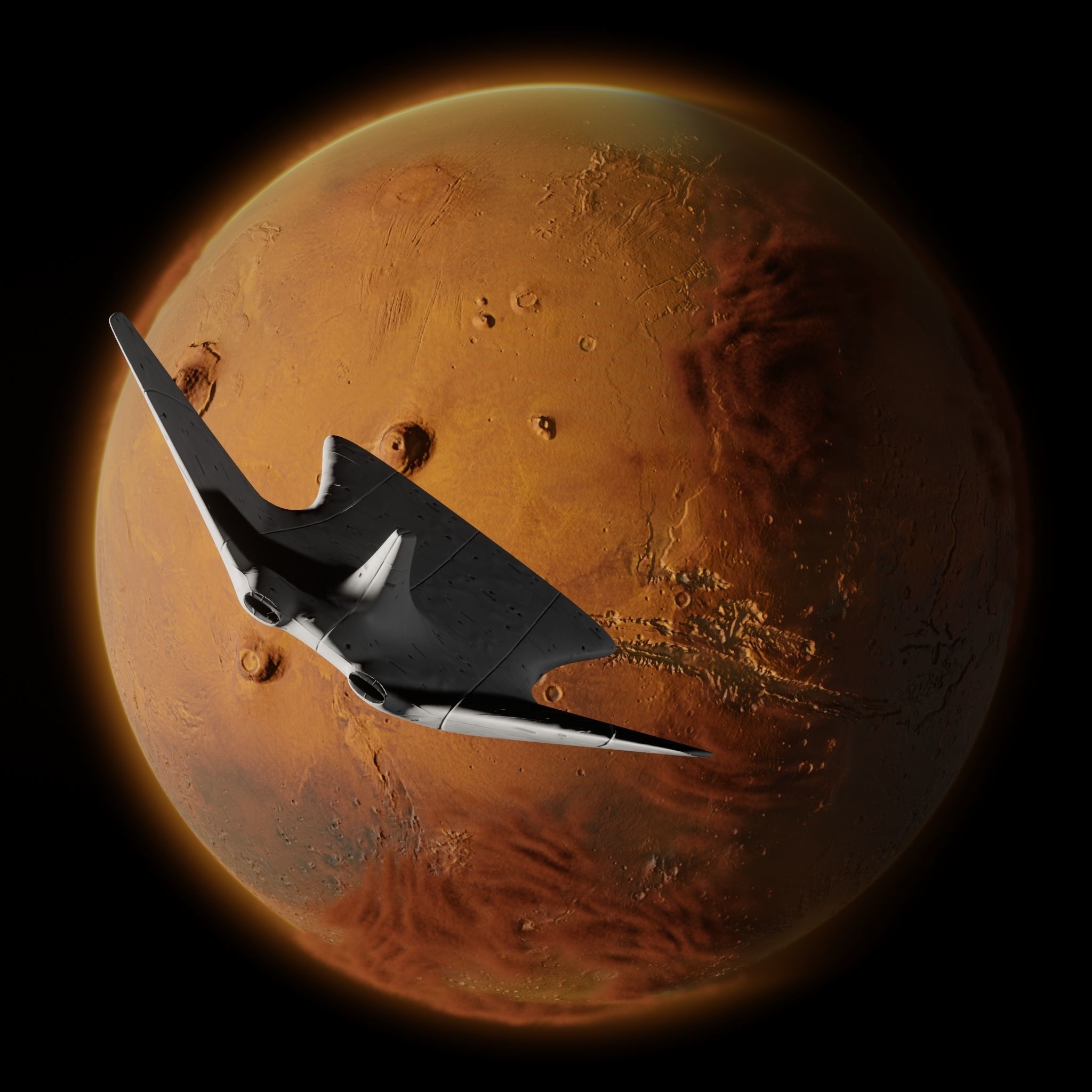 Spaceship Low Poly PBR 3D Model spacecraft Low-poly 3D model_2