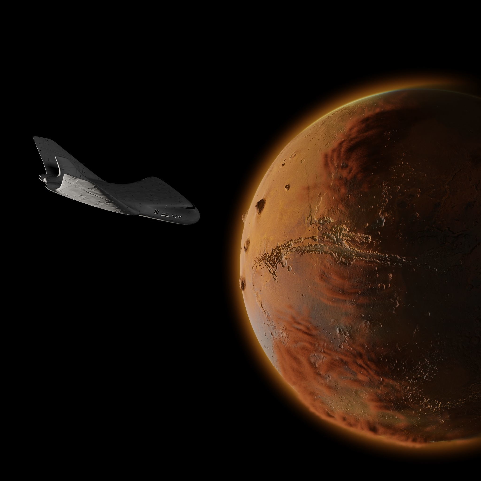 Spaceship Low Poly PBR 3D Model spacecraft Low-poly 3D model_3