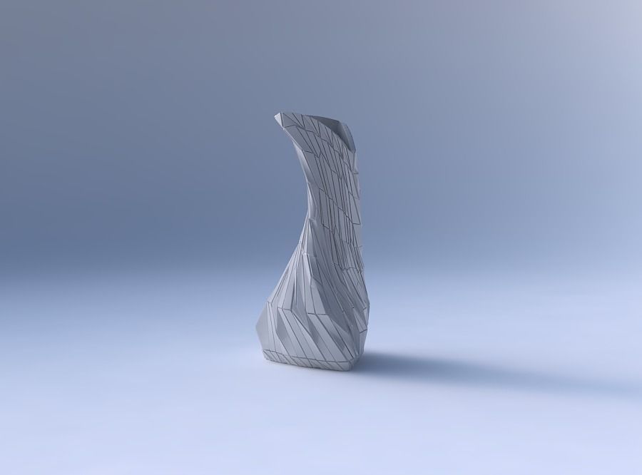 Vase twist puffy bent triangle with chaos plates 3D print model_4