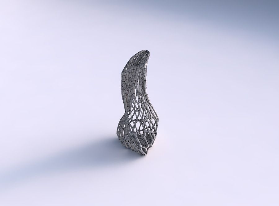 Vase twist puffy bent triangle with cracked organic lattice 2 3D print model_5