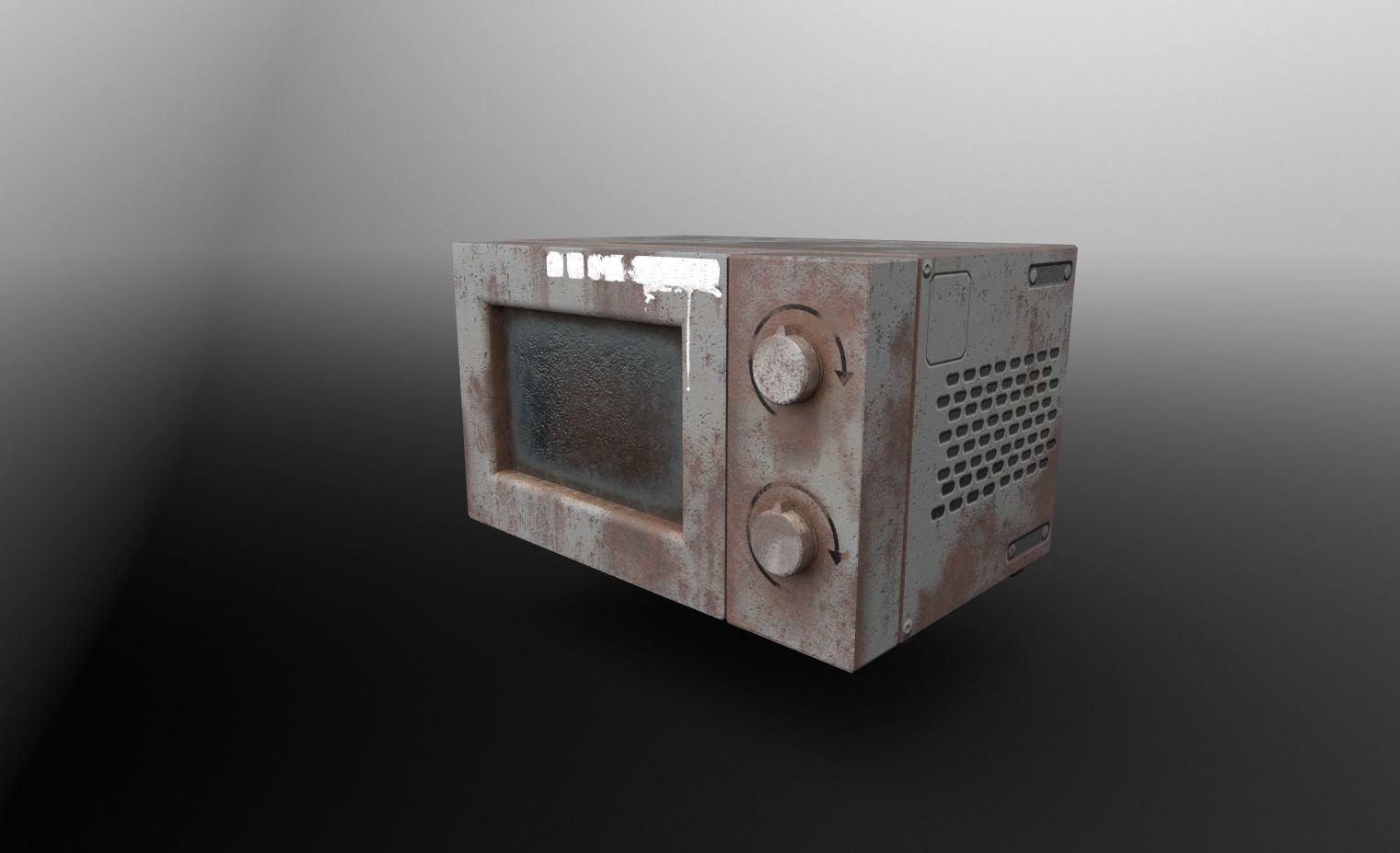 Microwave PBR old rusty Low-poly 3D model_2