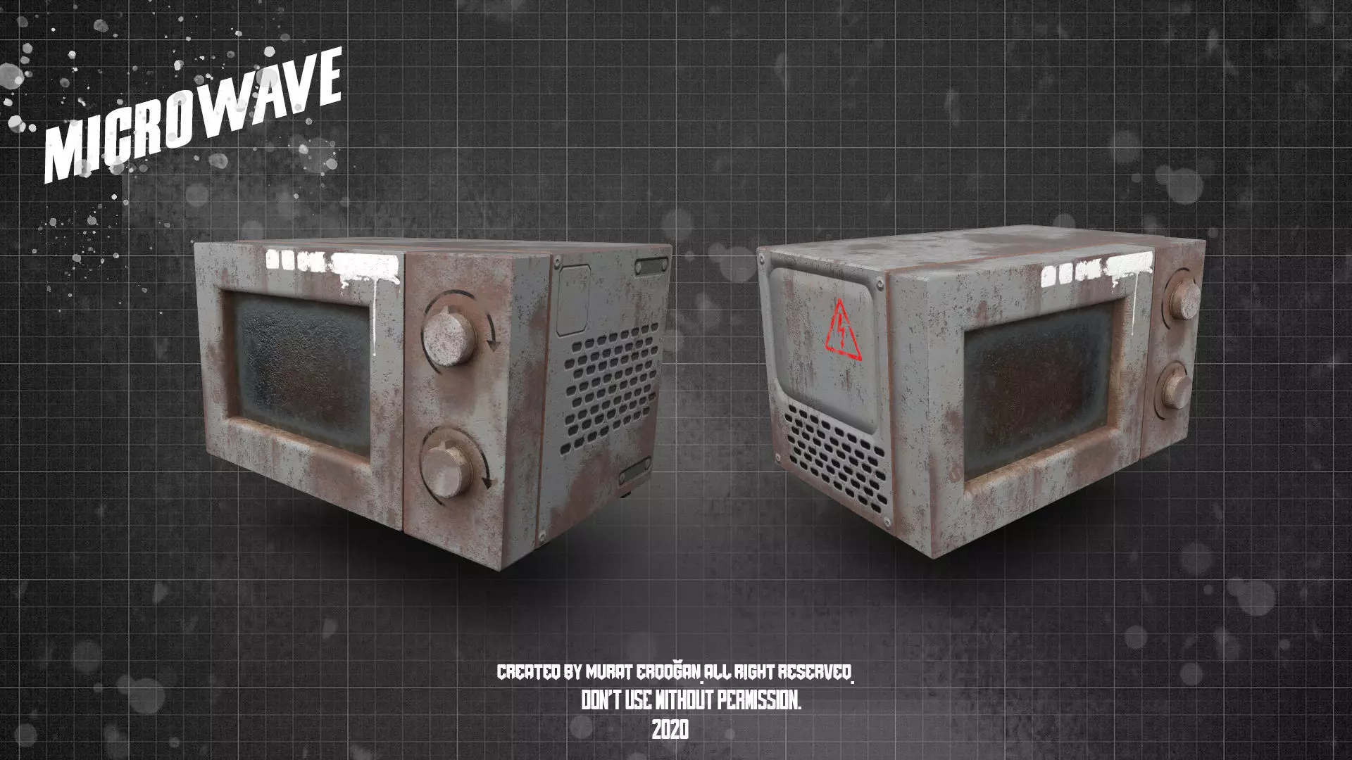 Microwave PBR old rusty Low-poly 3D model_0