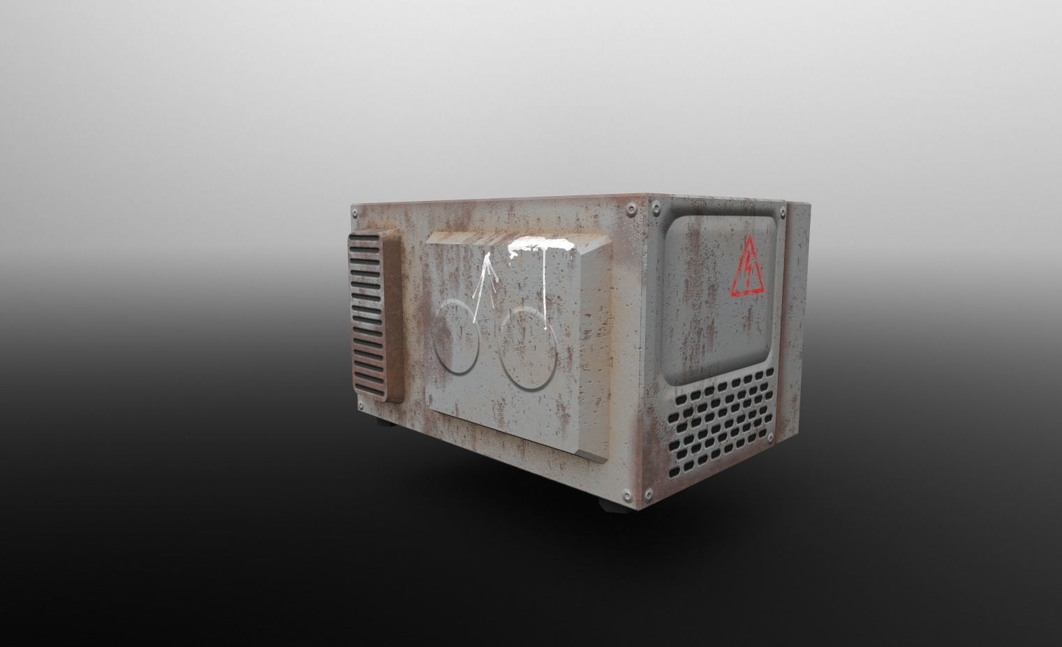 Microwave PBR old rusty Low-poly 3D model_4