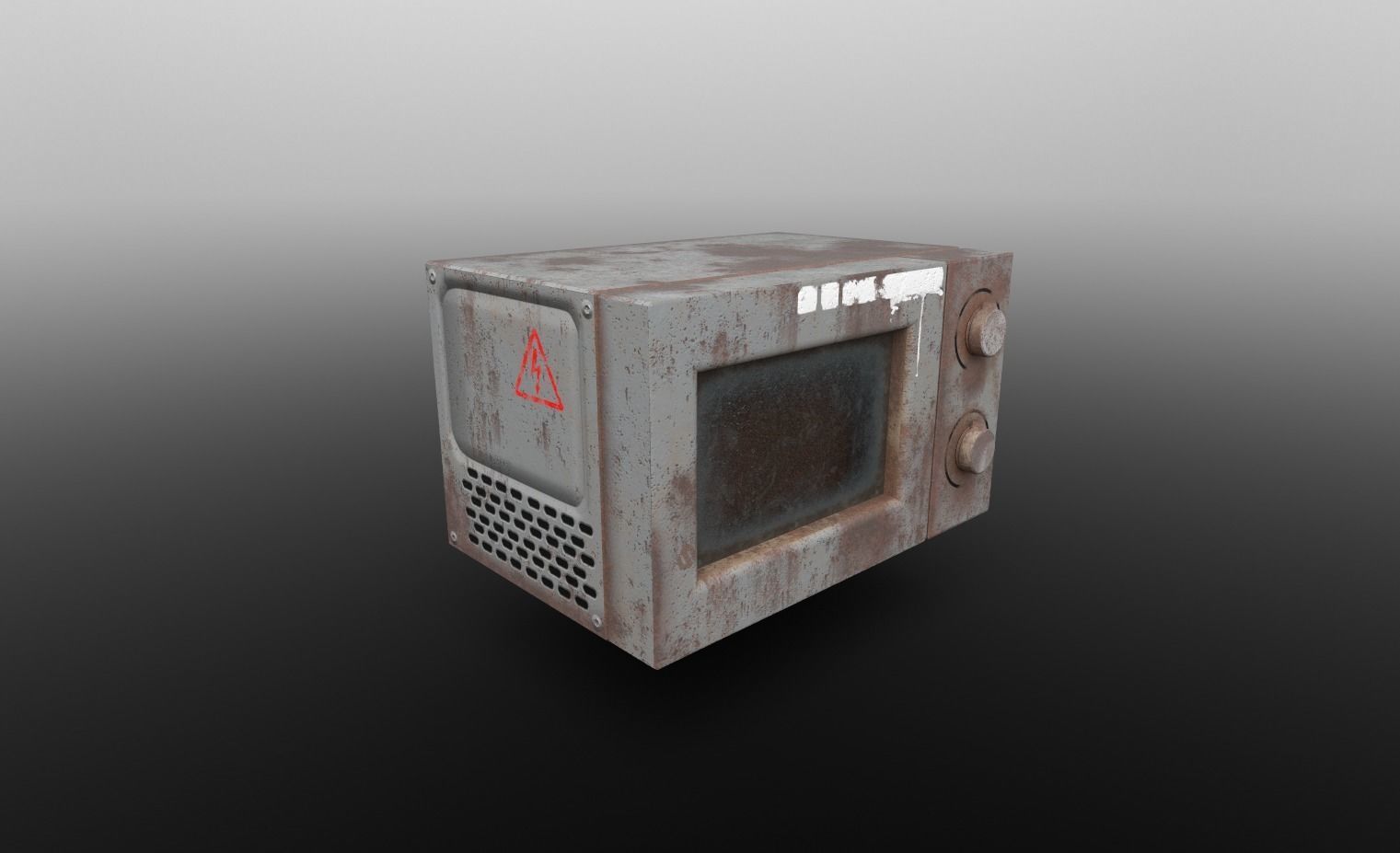 Microwave PBR old rusty Low-poly 3D model_3