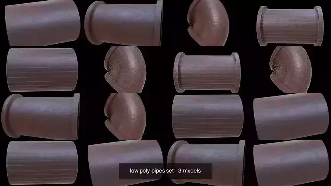 low poly pipes set pipe 3D Model Collection
