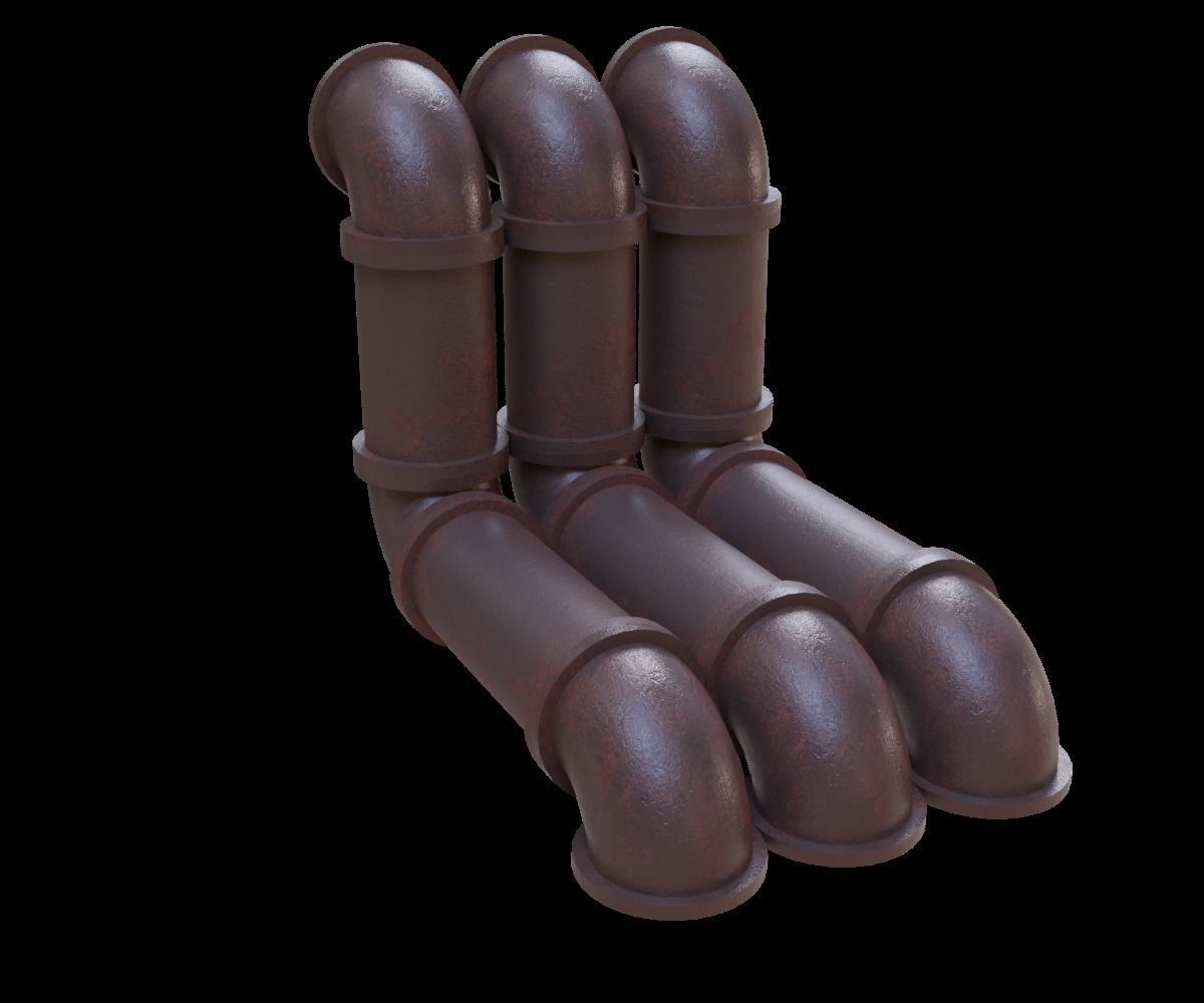 low poly pipes set pipe 3D Model Collection_4