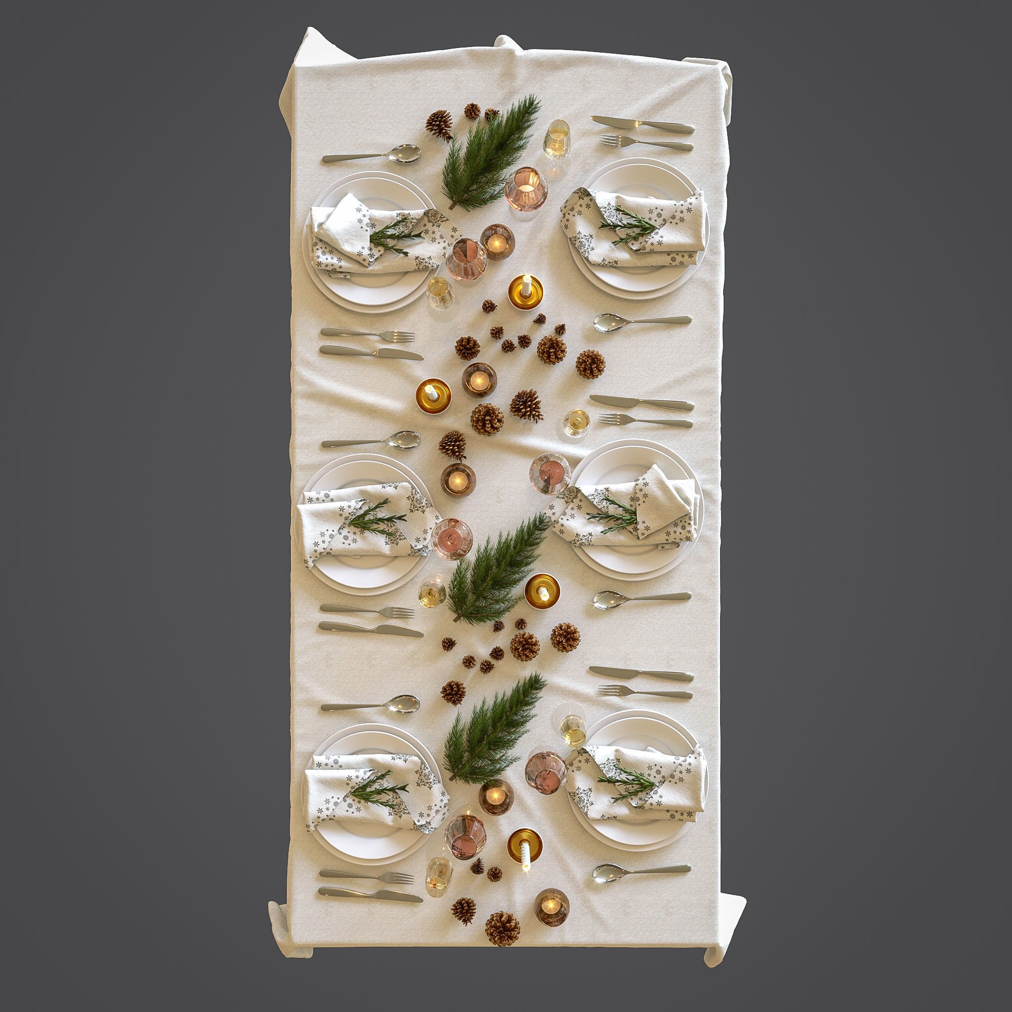 Christmas table setting 3D model_7
