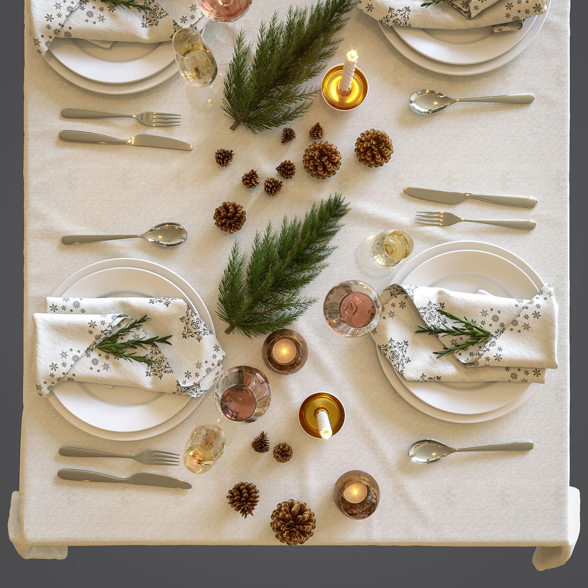 Christmas table setting 3D model_8